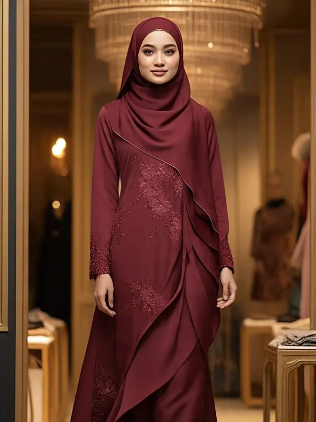 Gamis Burgundy & Mahogany 2025: Inspirasi Lebaran Elegan